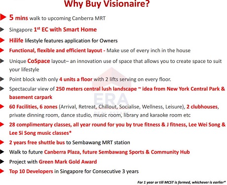 Why Buy The Visionaire EC near Canberra MRT Why Buy The Visionaire EC near Canberra MRT